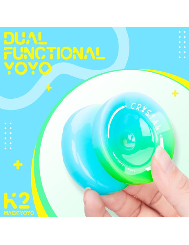 Yoyo K2 Crystal Azul Verde Degradado para Niños y Adultos