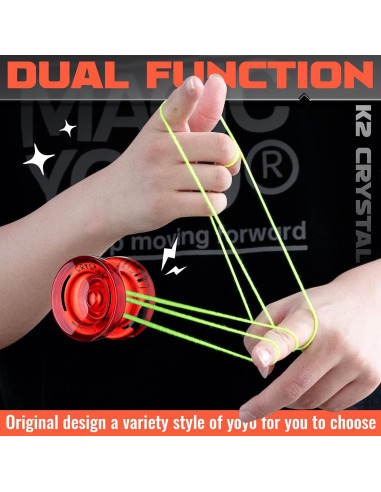 Yoyo K2 Cristal Paquete 2 Rojo y Negro + Accesorios