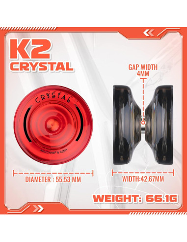 Yoyo K2 Cristal Paquete 2 Rojo y Negro + Accesorios