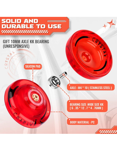 Yoyo K2 Cristal Paquete 2 Rojo y Negro + Accesorios