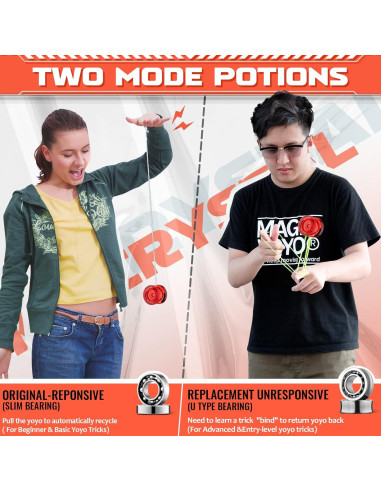 Yoyo K2 Cristal Paquete 2 Rojo y Negro + Accesorios