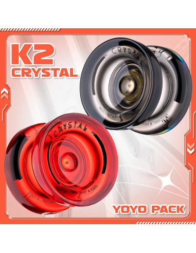 Yoyo K2 Cristal Paquete 2 Rojo y Negro + Accesorios