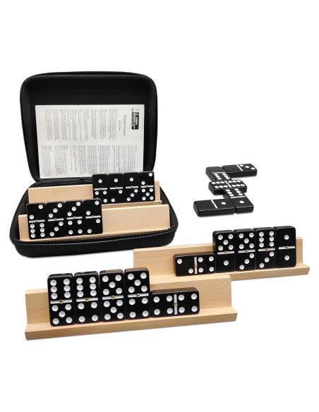 Juego de Dominó Doble 6 Uvcany con 4 Soportes de Madera