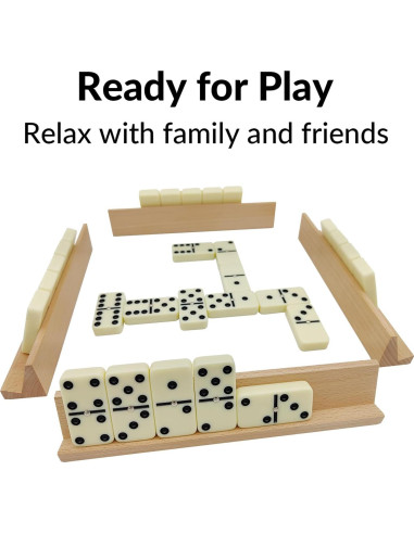 Juego de Dominó Doble 6 Uvcany con 4 Soportes de Madera