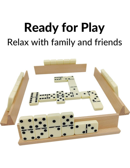 Juego de Dominó Doble 6 Uvcany con 4 Soportes de Madera