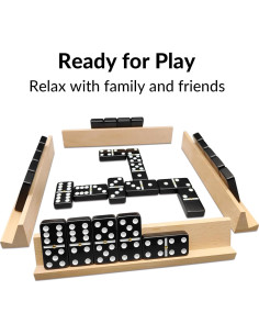 Juego de Dominó Doble 6 Uvcany con 4 Soportes de Madera 2