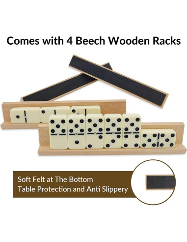 Juego de Dominó Doble 6 Uvcany con 4 Soportes de Madera