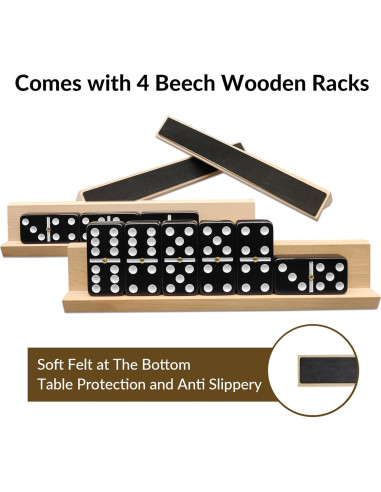 Juego de Dominó Doble 6 Uvcany con 4 Soportes de Madera