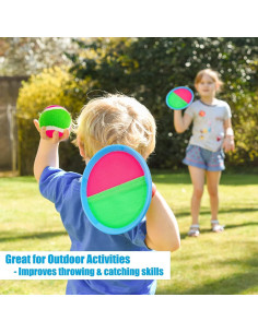 Juego de Lanzar y Atrapar Ayeboovi 2 Palas y 2 Pelotas 2