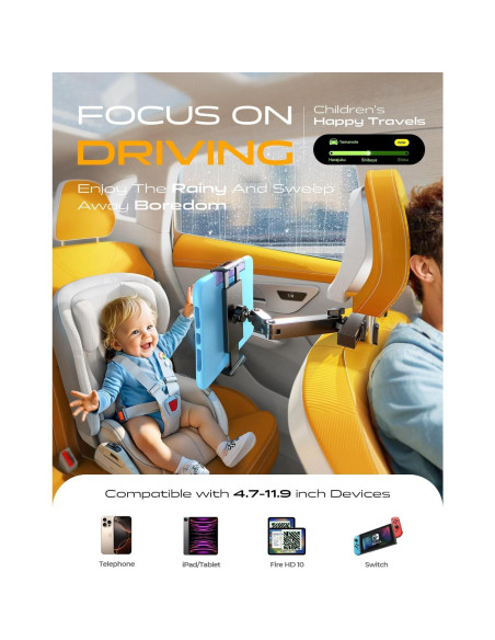 Soporte para Tableta en Reposacabezas LISEN - 95% Cobertura Soporte para Tableta en Reposacabezas LISEN - 95% Cobertura