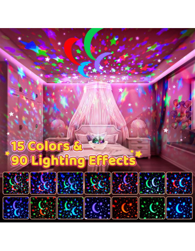 Luz Nocturna Unicornio PIKOY 360 Recargable Rosa 6 Películas