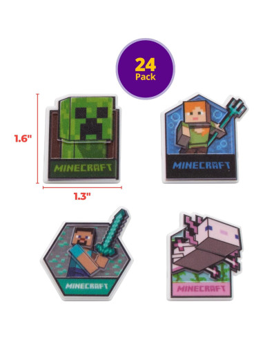DecoPac Anillos para Cupcakes Minecraft - 24 Adornos 3D