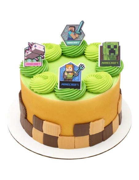 DecoPac Anillos para Cupcakes Minecraft - 24 Adornos 3D