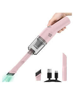 Aspiradora Mini Portátil Auloea V06 Rosa Inalámbrica HEPA 25 min