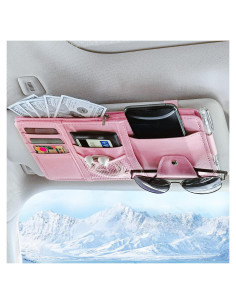Organizador de Visera de Coche Keedolla Rosa - Almacenamiento Multifuncional