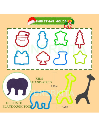 Juego de Herramientas de Masa YUNERKITA con Moldes y Rodillo