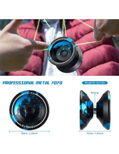 Yoyo Profesional WATIEOBOO Metálico Responsivo 57mm - Negro Azul 2