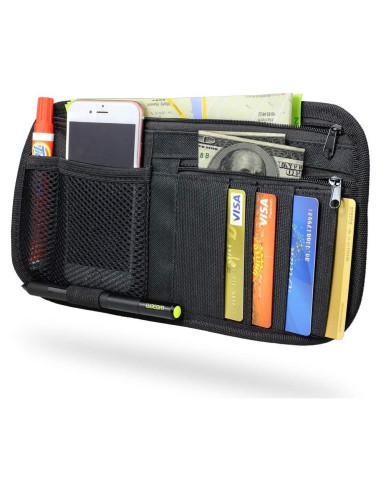 Organizador de Visera de Coche LIVANS Negro 30x15 cm 8 Compartimentos
