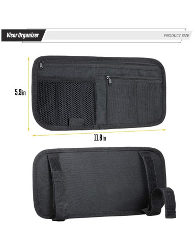 Organizador de Visera de Coche LIVANS Negro 30x15 cm 8 Compartimentos