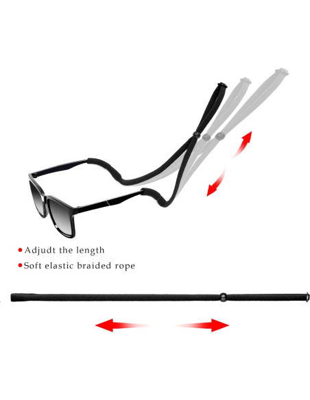 Correa para Gafas 6 PCS Ajustable Negra Deportiva