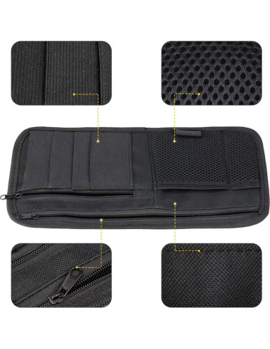 Organizador de Visera de Coche LIVANS Negro 30x15 cm 8 Compartimentos