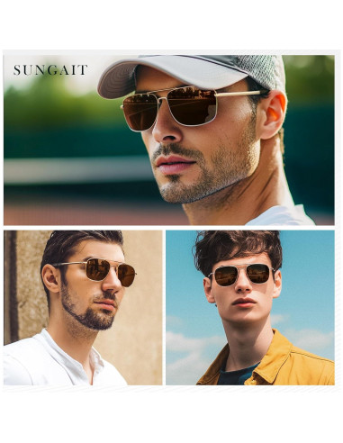 Gafas de sol piloto SUNGAIT polarizadas para hombres