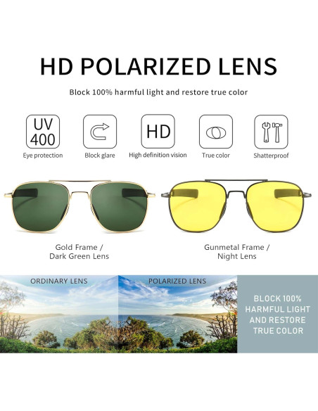 Gafas de sol piloto SUNGAIT polarizadas para hombres