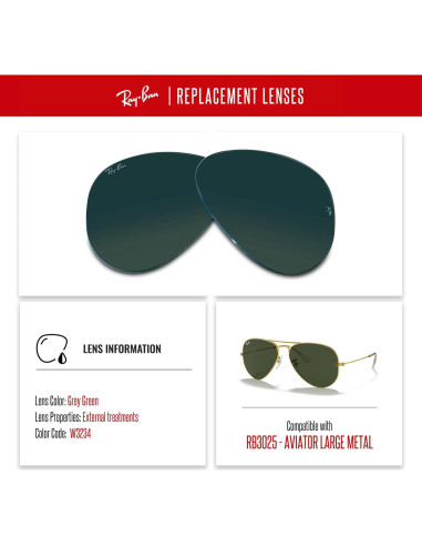 Lentes Ray-Ban RB3025 AVIATOR 55mm Verde Gris + Kit Cuidado