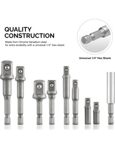 Juego de Adaptadores de Enchufe NEIKO 00257 - 9 Piezas Acero CrV 2