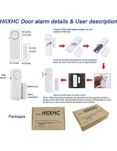 Alarma de Ventana y Puerta HIIXHC - Paquete de 10 Unidades