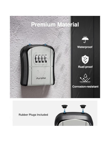 Caja de Llave con Cerradura Puroma LB125, 4 Dígitos, Gris