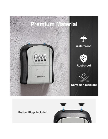 Caja de Llave con Cerradura Puroma LB125, 4 Dígitos, Gris