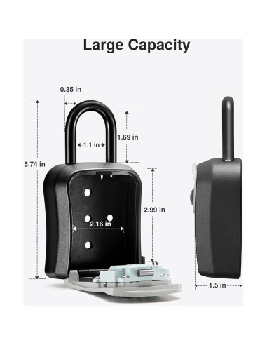 Caja de Llave con Cerradura Puroma LB125, 4 Dígitos, Gris