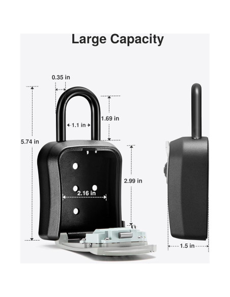 Caja de Llave con Cerradura Puroma LB125, 4 Dígitos, Gris