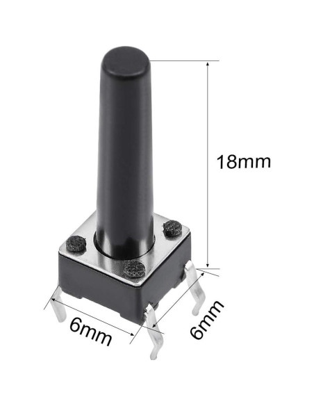 Interruptor Táctil Momentáneo uxcell 6x6x18mm 10PCS