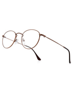 Gafas Redondas Metal Anti Luz Azul Vintage 48mm Marrón