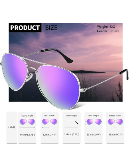 Gafas de sol polarizadas Joopin aviador UV400 plateadas