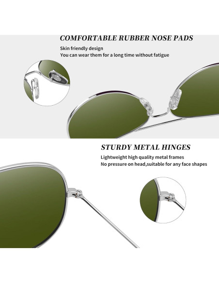 Gafas de sol polarizadas Joopin aviador UV400 plateadas