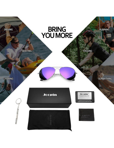 Gafas de sol polarizadas Joopin aviador UV400 plateadas