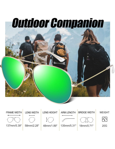 Gafas de Sol Polarizadas Joopin Verde Espejado UV400