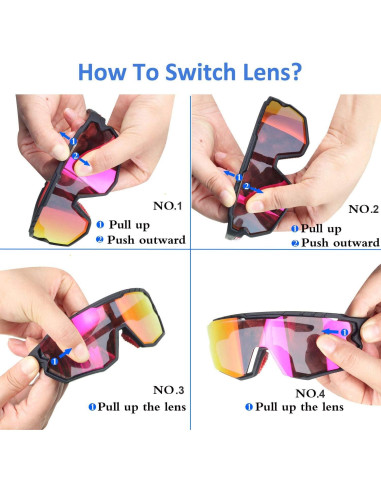 Gafas de sol deportivas GIEADUN con 3 lentes intercambiables