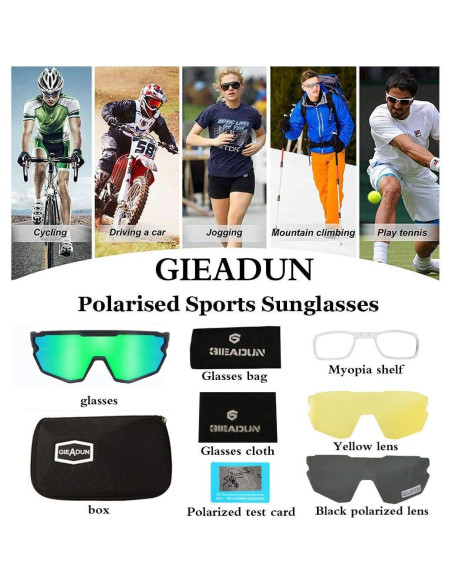 Gafas de sol deportivas GIEADUN con 3 lentes intercambiables