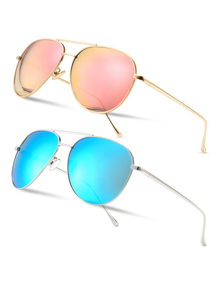 Gafas de sol aviador SUNGAIT - 2 pares polarizados ligeros Gafas de sol aviador SUNGAIT - 2 pares polarizados ligeros
