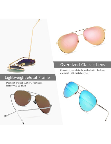 Gafas de sol aviador SUNGAIT - 2 pares polarizados ligeros