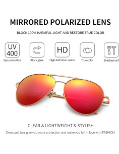 Gafas de sol oversized SUNGAIT - Lentes polarizados rojos 2