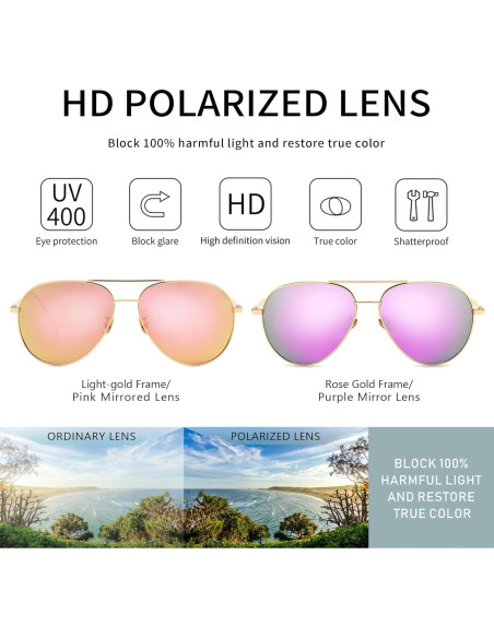 Gafas de sol aviador SUNGAIT - 2 pares polarizados espejados Gafas de sol aviador SUNGAIT - 2 pares polarizados espejados