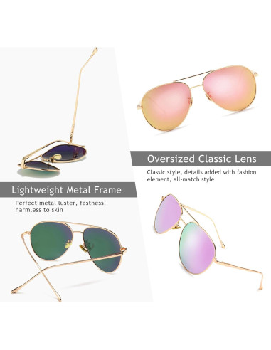 Gafas de sol aviador SUNGAIT - 2 pares polarizados espejados