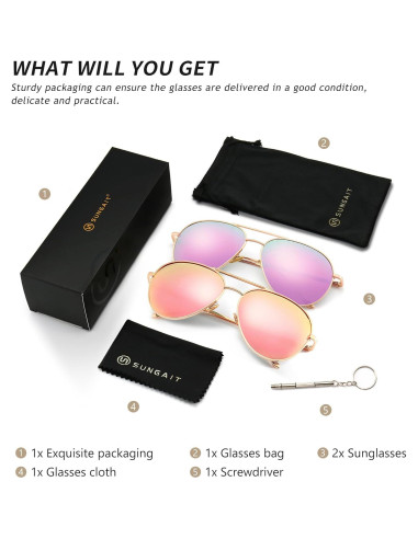 Gafas de sol aviador SUNGAIT - 2 pares polarizados espejados