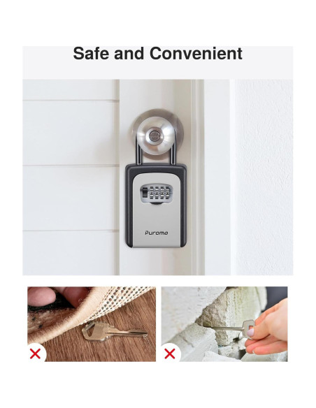 Caja de Llave Puroma Grande con Combinación Reajustable Gris