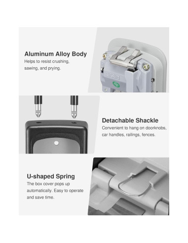 Caja de Llave Puroma Grande con Combinación Reajustable Gris